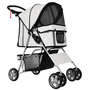 Voir la diapositive 1 : PAWHUT Poussette buggy pliable animaux chariot pliant chien chat porte-gobelet panier de rangement inclus roues avec frein tissu 600D Oxford métal gris