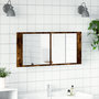 Voir la diapositive 3 : VIDAXL Armoire a miroir a LED de bain chene fume 100x12x45 cm