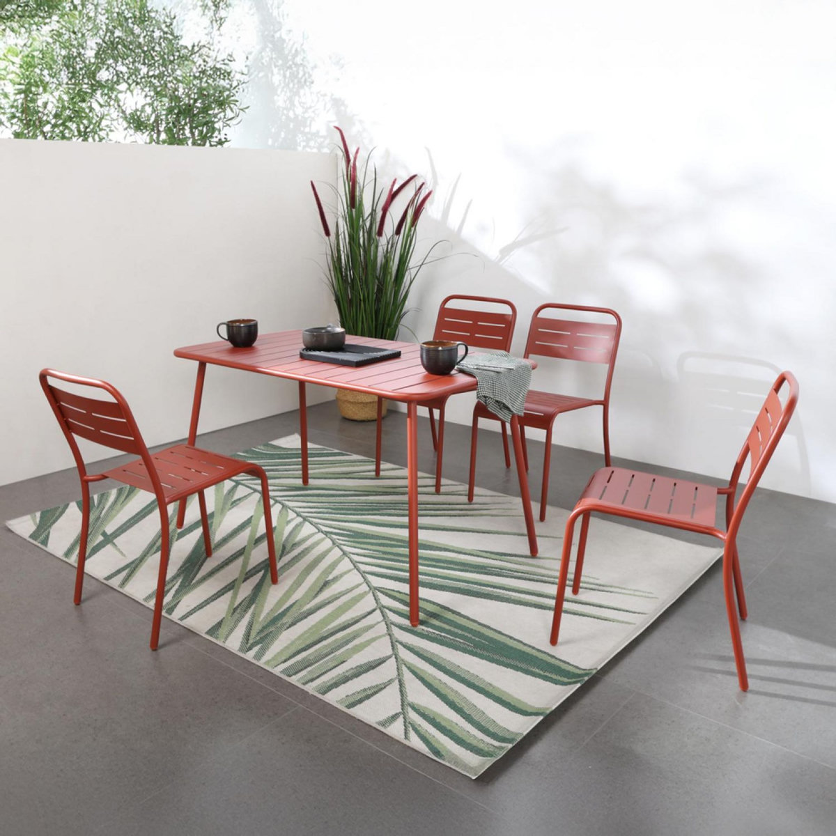 CONCEPT USINE Table salon de jardin repas 4 à 6 places 120x70cm terracotta BERGAME