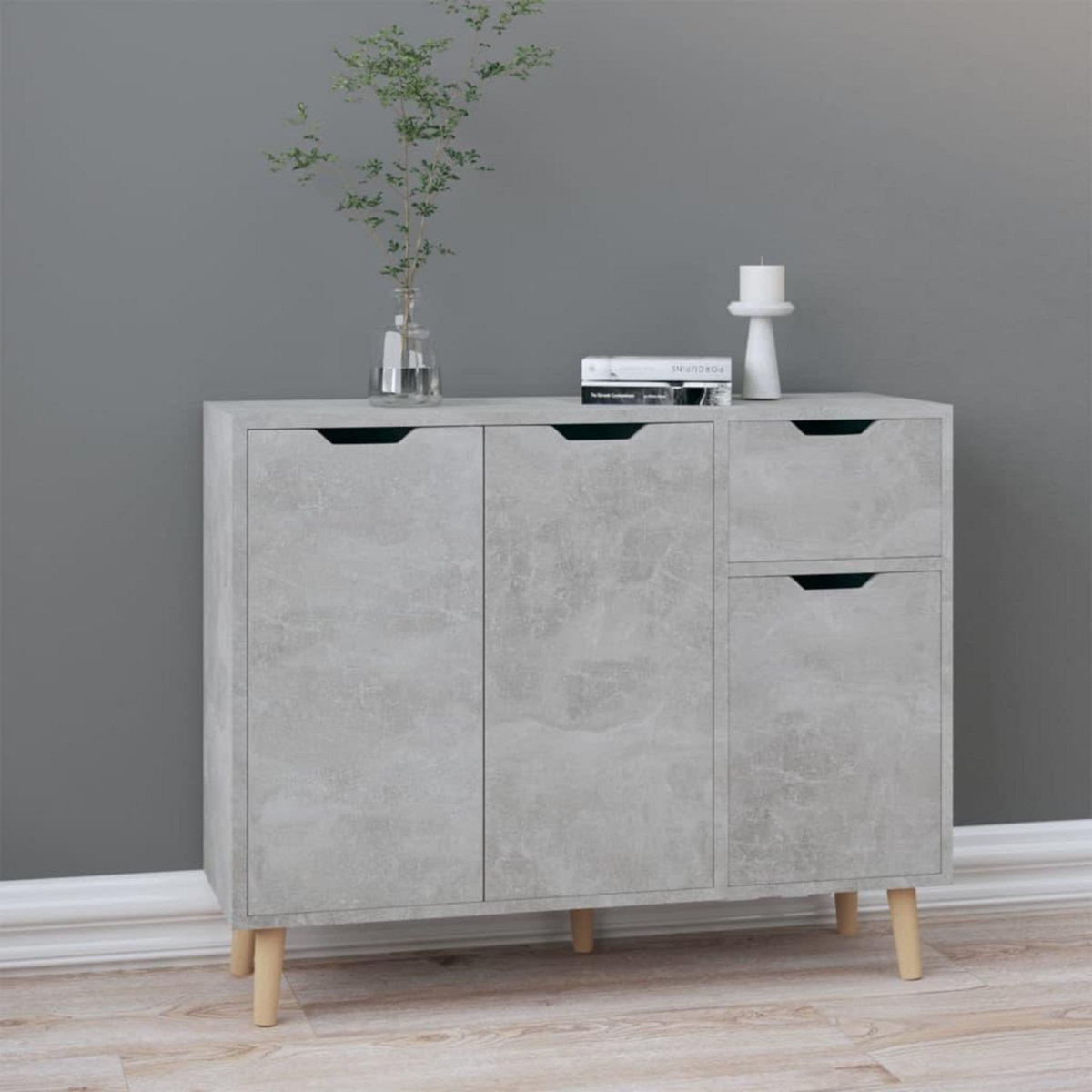 VIDAXL Buffet gris beton 90x30x72 cm bois d'ingenierie