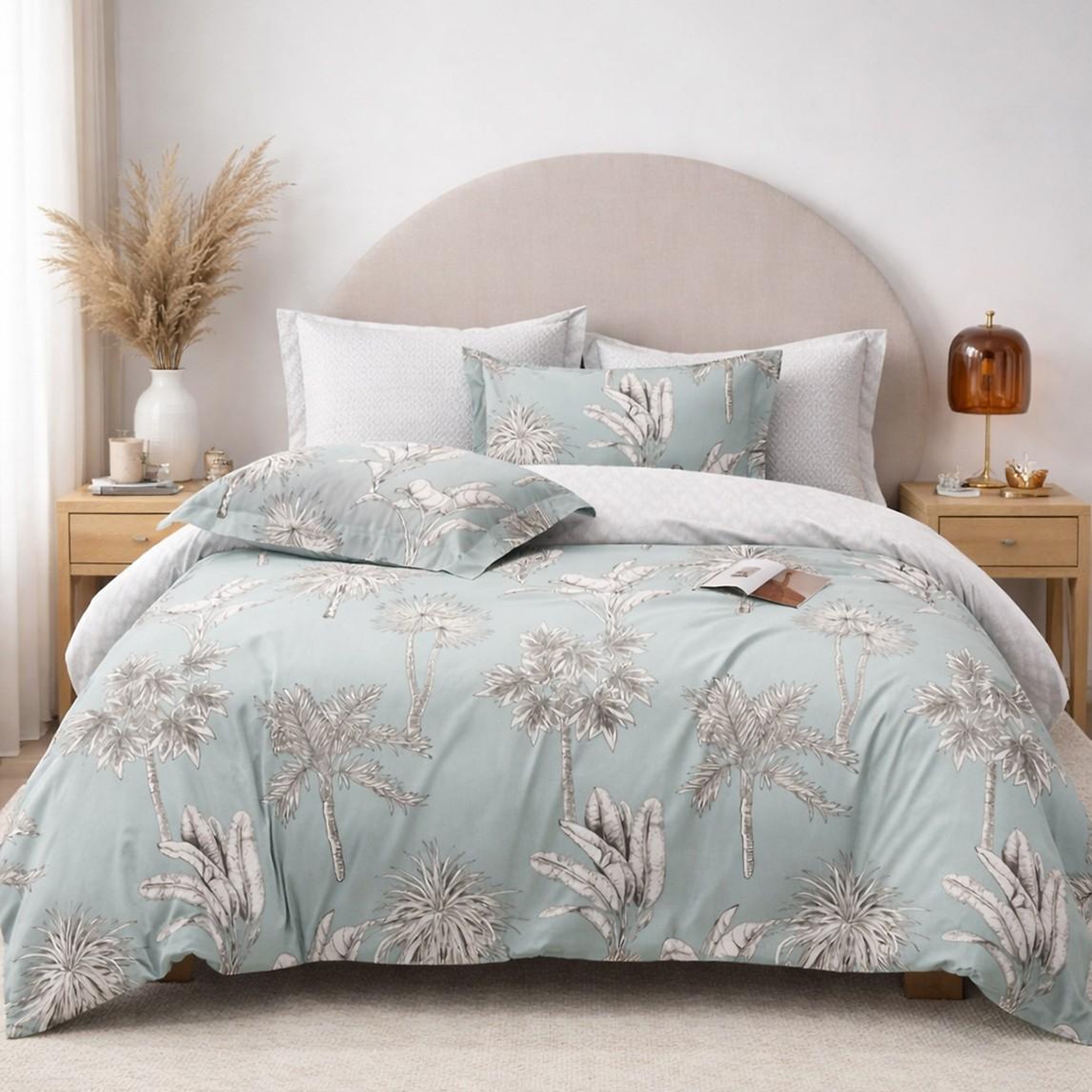 Home collection Parure housse de couette en coton 57 fils Caldone. Coloris disponibles : Bleu
