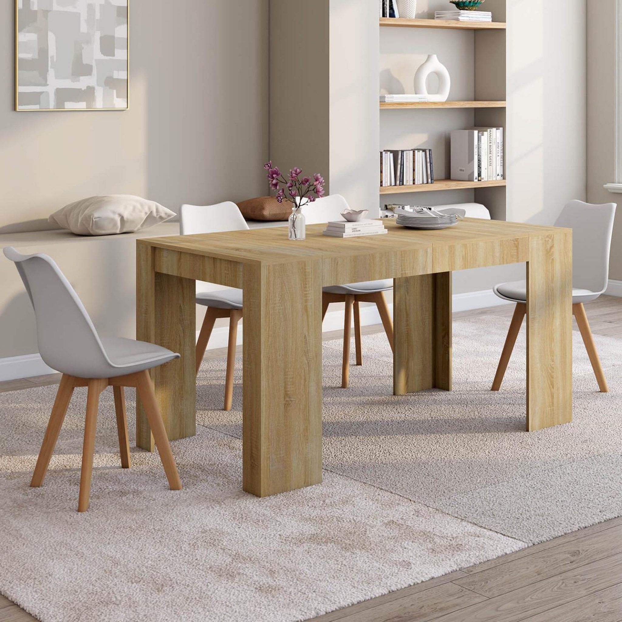 Voir la diapositive 2 : ID MARKET Table console extensible orlando 6 personnes 140 cm bois façon hêtre