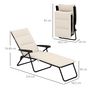 Voir la diapositive 3 : OUTSUNNY Bain de soleil pliable transat inclinable 6 positions grand confort avec matelas + accoudoirs acier polyester beige
