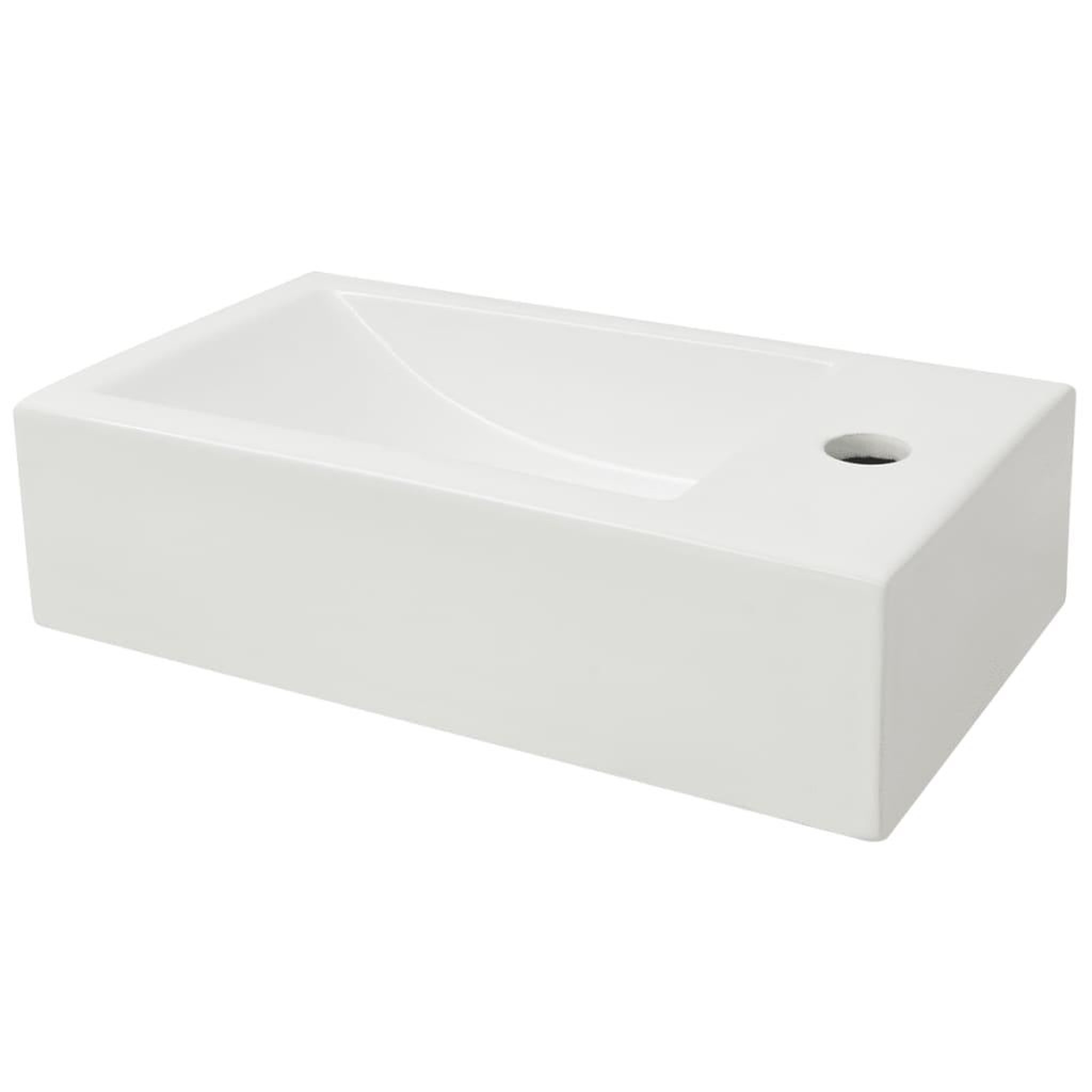 Voir la diapositive 3 : VIDAXL Vasque + trou de robinet Ceramique Blanc 46 x 25,5 x 12 cm