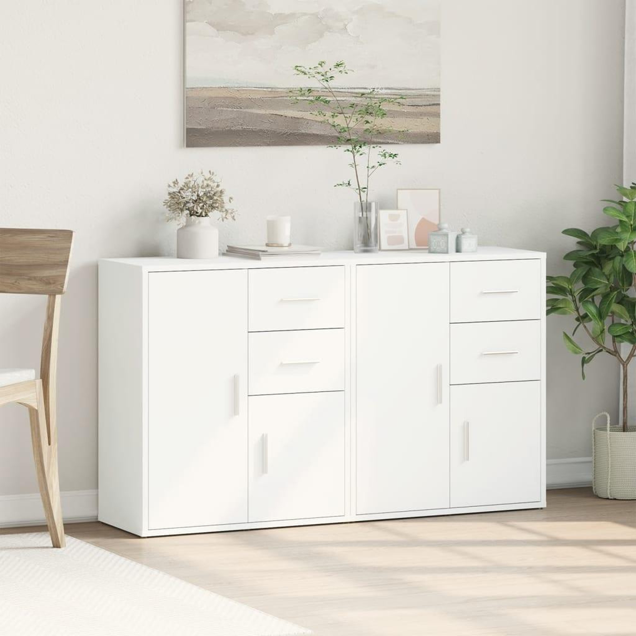 Voir la diapositive 3 : VIDAXL Buffets 2 pcs blanc 60x31x70 cm bois d'ingenierie