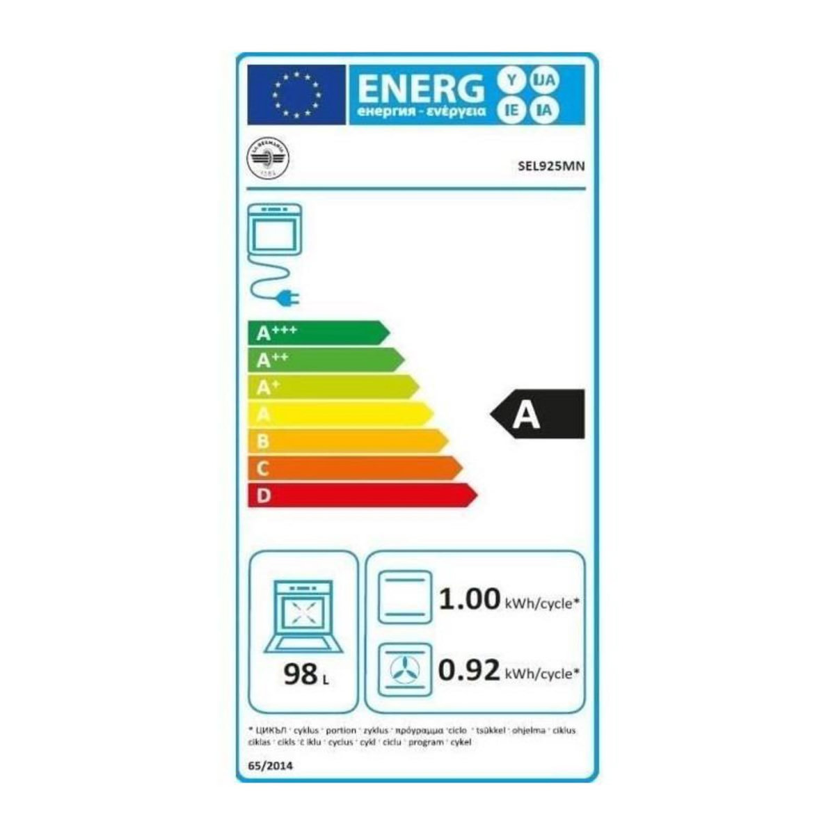 BERTAZZONI Cuisiniere a gaz - BERTAZZONI - SEL925MN - 5 foyers - 3,6 Kwh - 90 cm - Noir