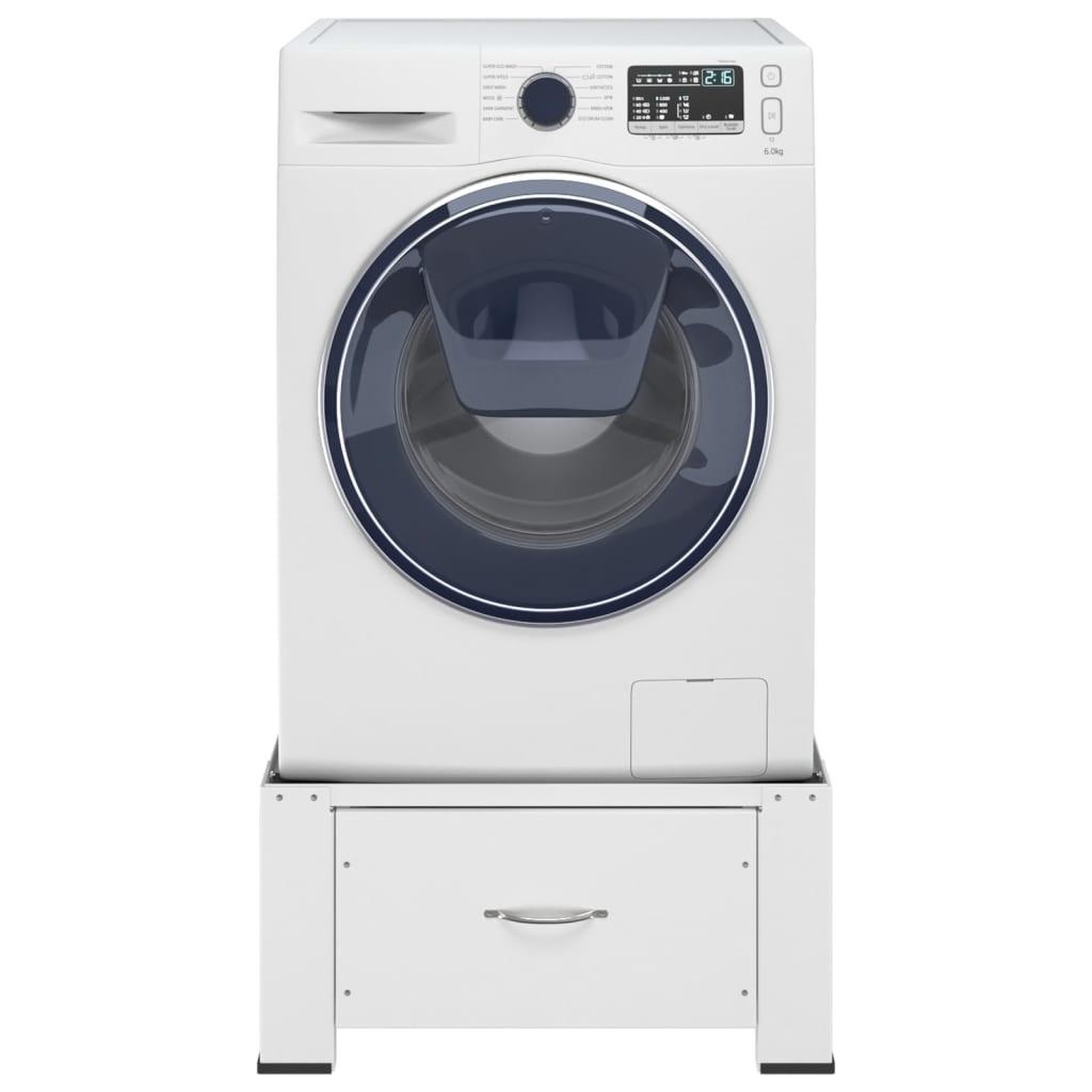 Voir la diapositive 2 : VIDAXL Socle pour machine a laver avec tiroir Blanc
