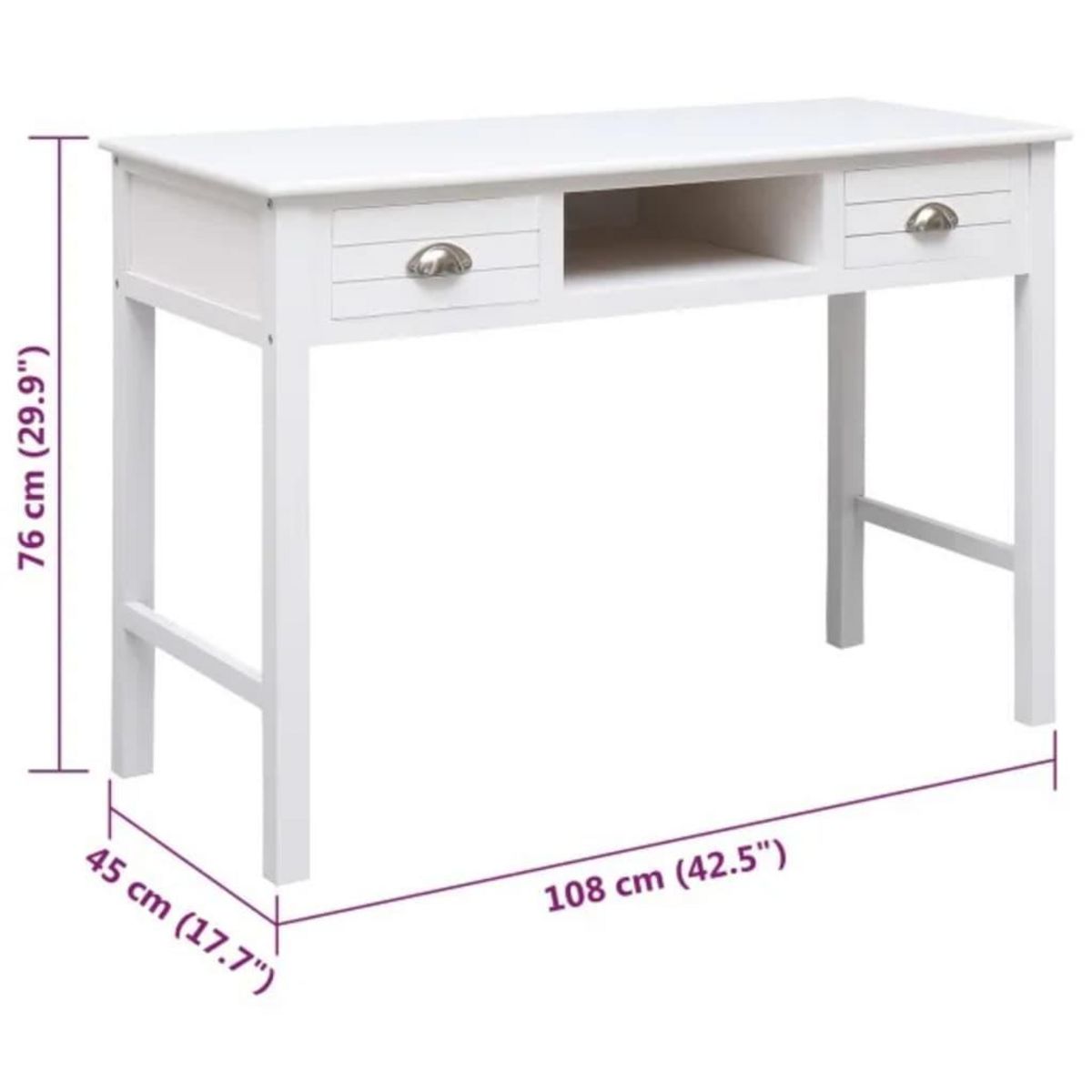 VIDAXL Buffet Blanc 108x45x76 cm Bois de Paulownia massif