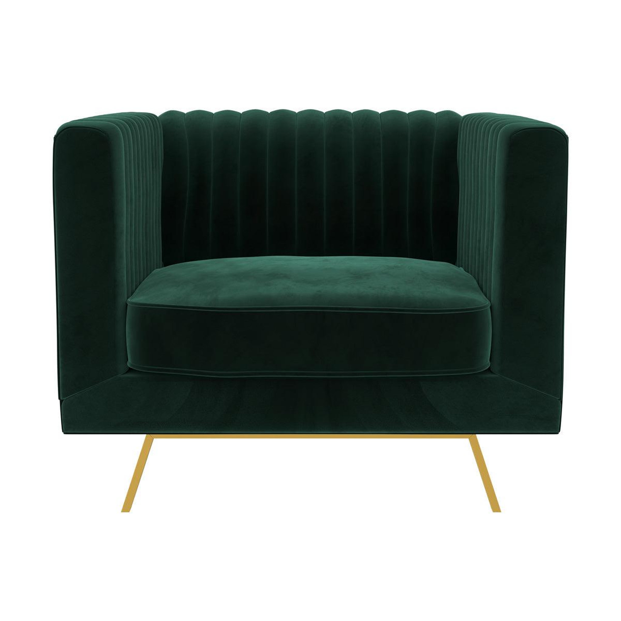 MAISON PAVANE Fauteuil en velours vert foncé-gatsby