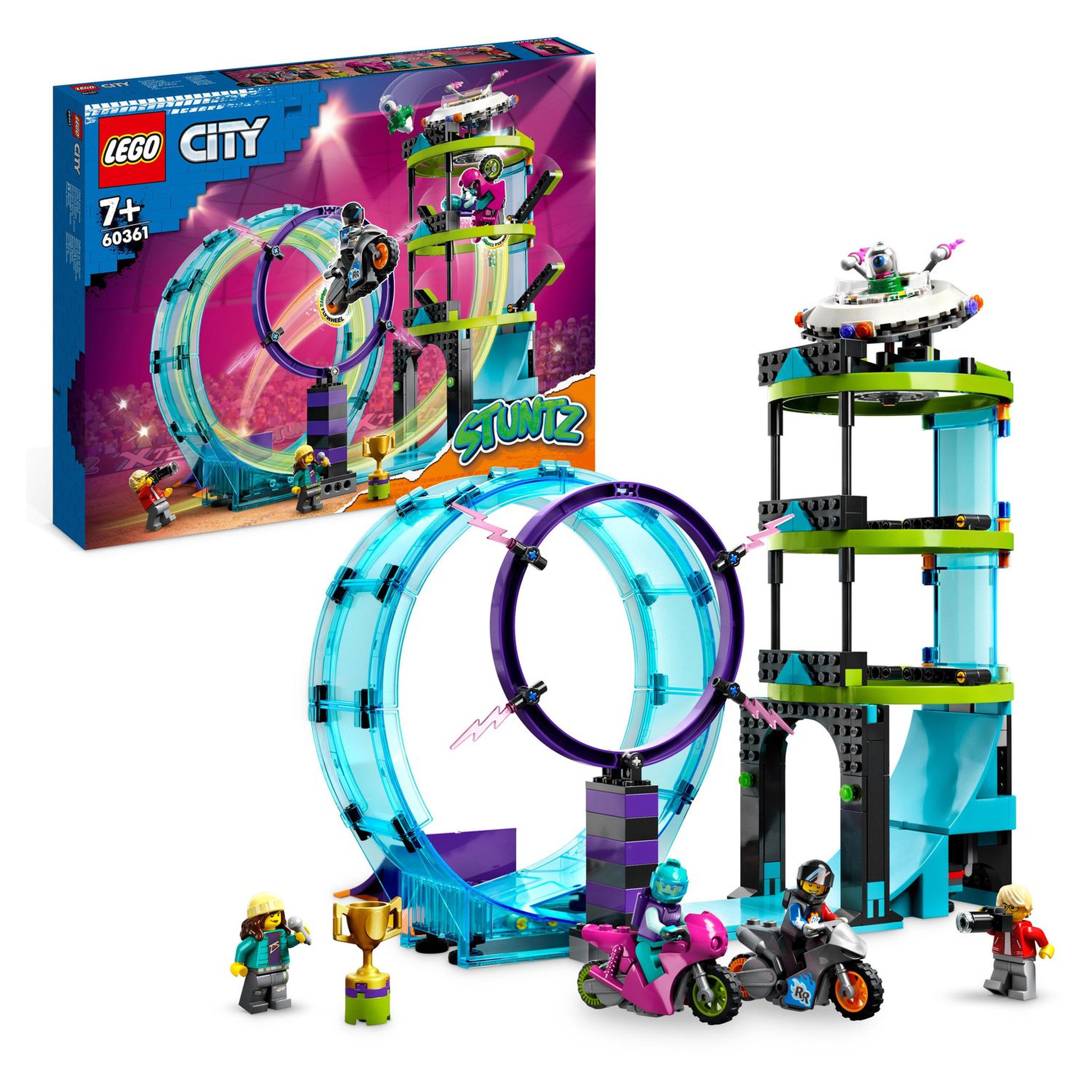 Voir la diapositive 2 : LEGO City 60361 - Le défi ultime des motards cascadeurs, Jouet 3-en-1, avec 2 Motos de Cascades pour 1 ou 2 Joueurs