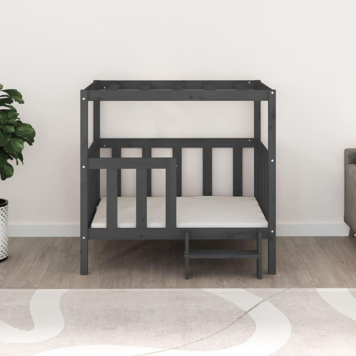 VIDAXL Lit pour chien Gris 105,5x83,5x100 cm Bois de pin solide