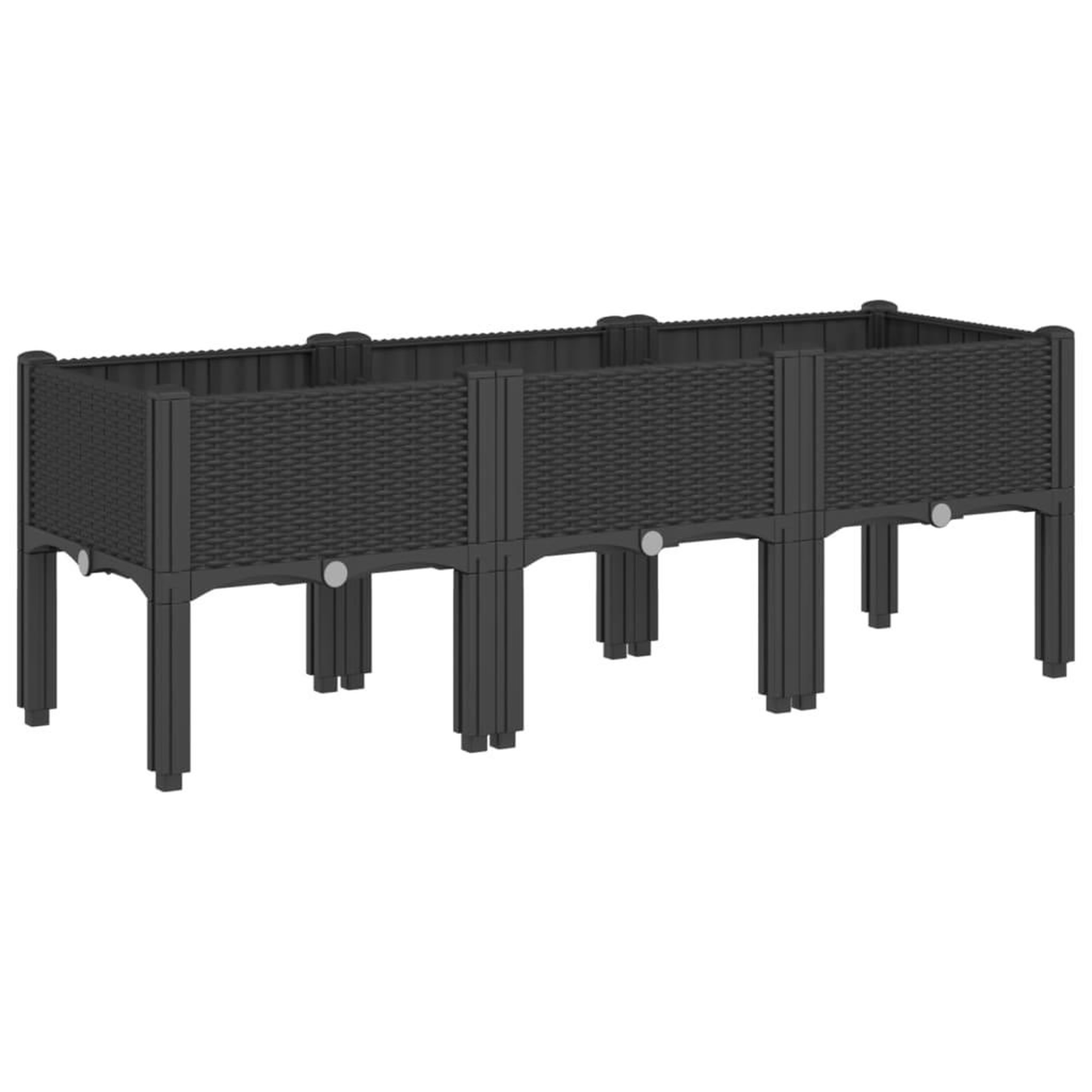 Voir la diapositive 2 : VIDAXL Jardiniere avec pieds noir 120x40x42 cm PP