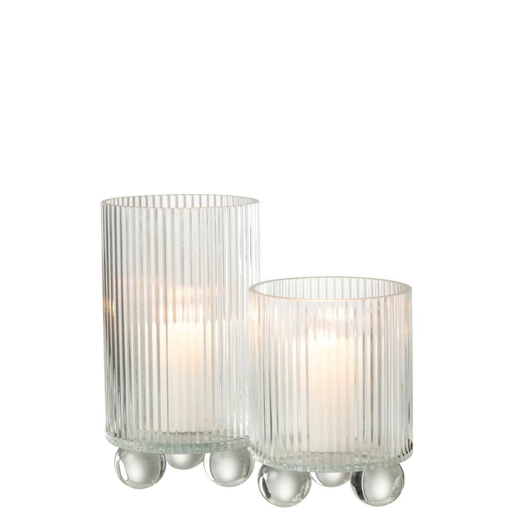 Voir la diapositive 5 : J-LINE Photophore Vase en Verre  Clara  21cm Transparent
