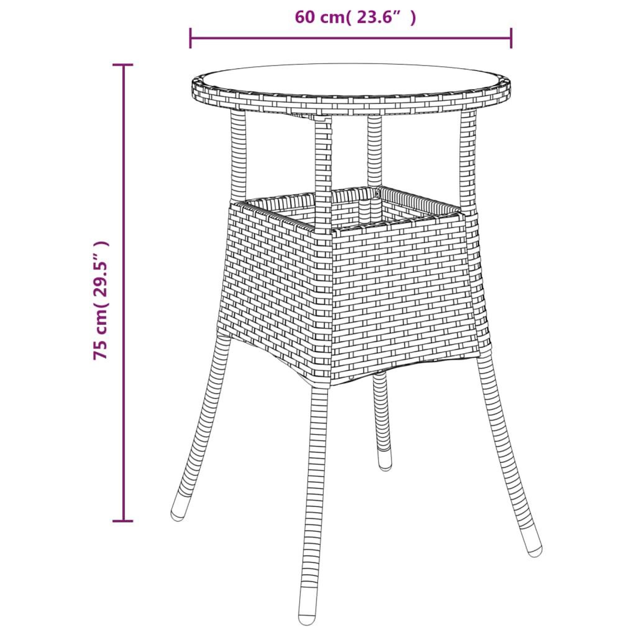 Voir la diapositive 6 : VIDAXL Ensemble de bistro de jardin 3 pcs coussins gris poly rotin