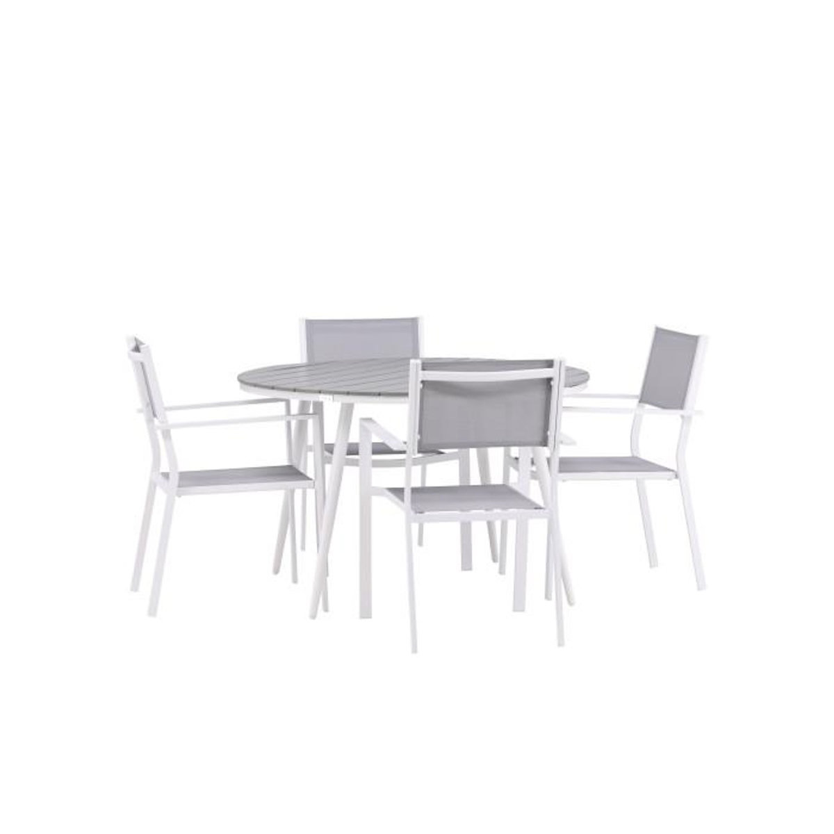 Paris Prix Ensemble Table de Jardin & 4 Chaises  Break & Copacabana  120cm Gris