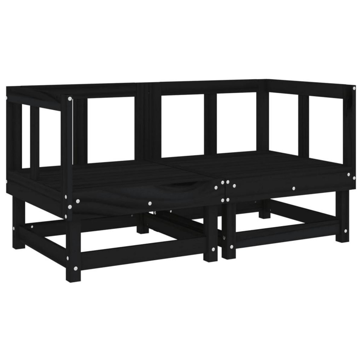 VIDAXL Canapes d'angle avec coussins 2 pcs noir bois de pin massif