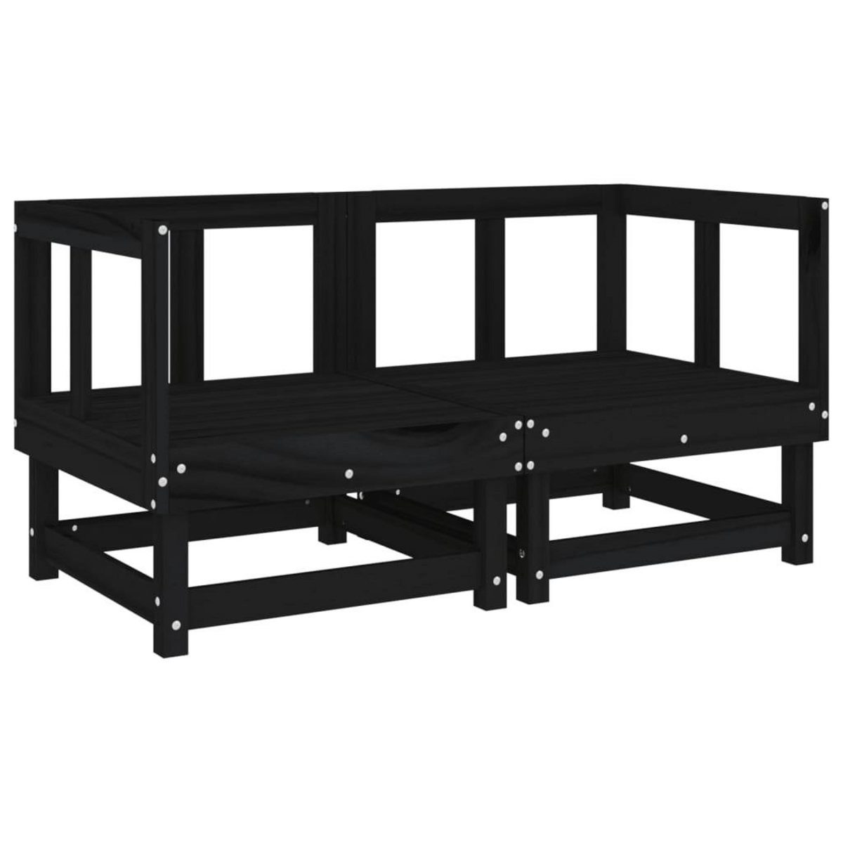 VIDAXL Canapes d'angle avec coussins 2 pcs noir bois de pin massif