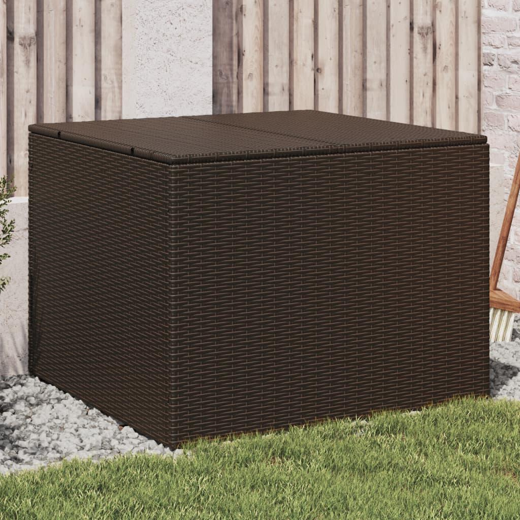 VIDAXL Boîte de rangement de jardin marron 291L resine tressee