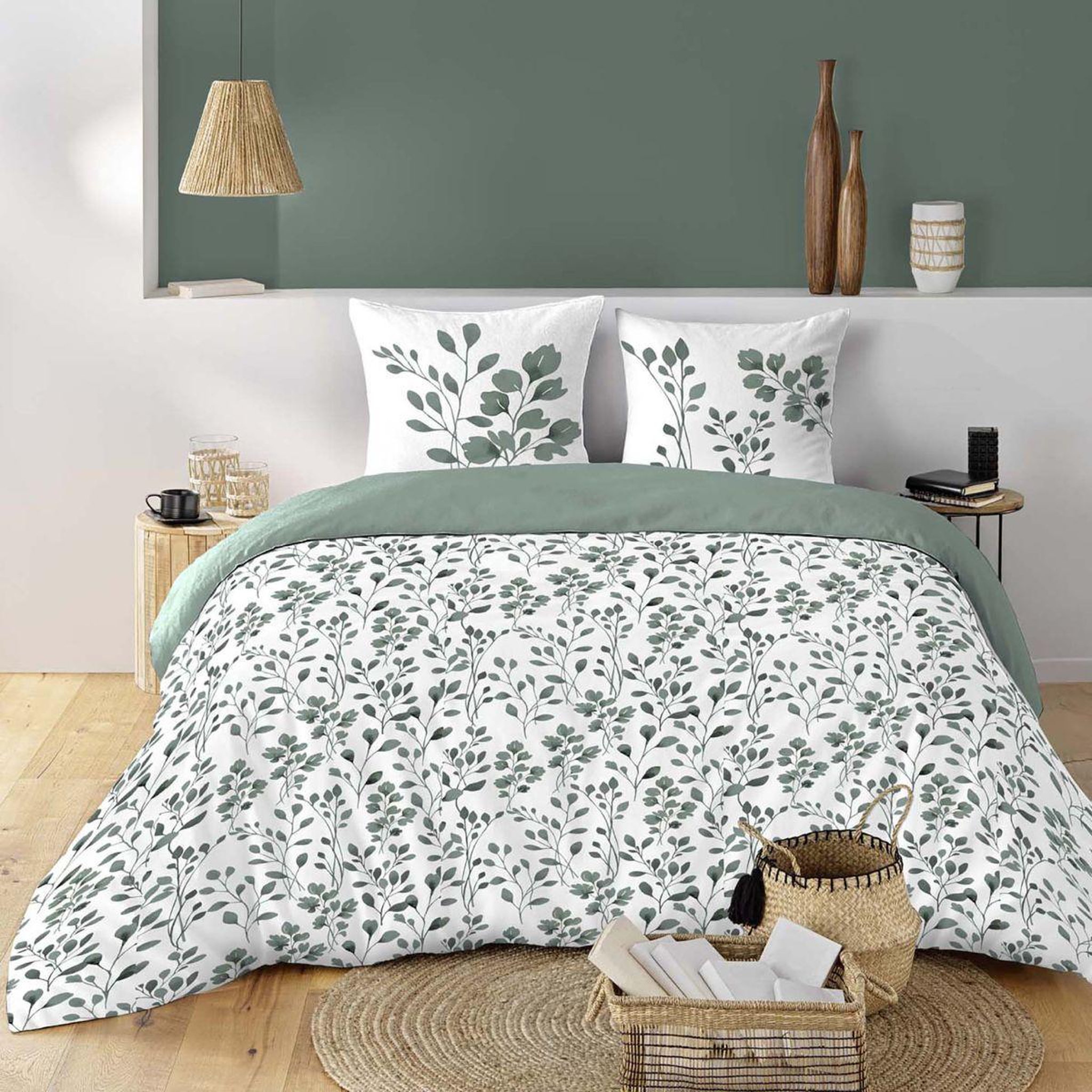 Douceur d'Intérieur Parure de lit 3 pièces  maiwen  240x220cm vert sauge