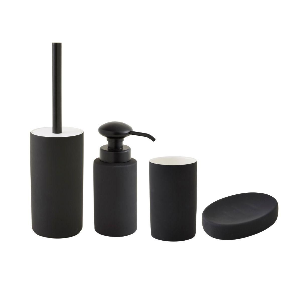 GUY LEVASSEUR Set salle de bain uni 4 pièces céramique noir