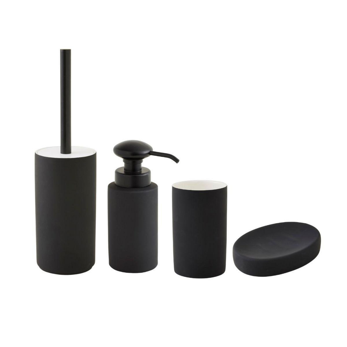 GUY LEVASSEUR Set salle de bain uni 4 pièces céramique noir