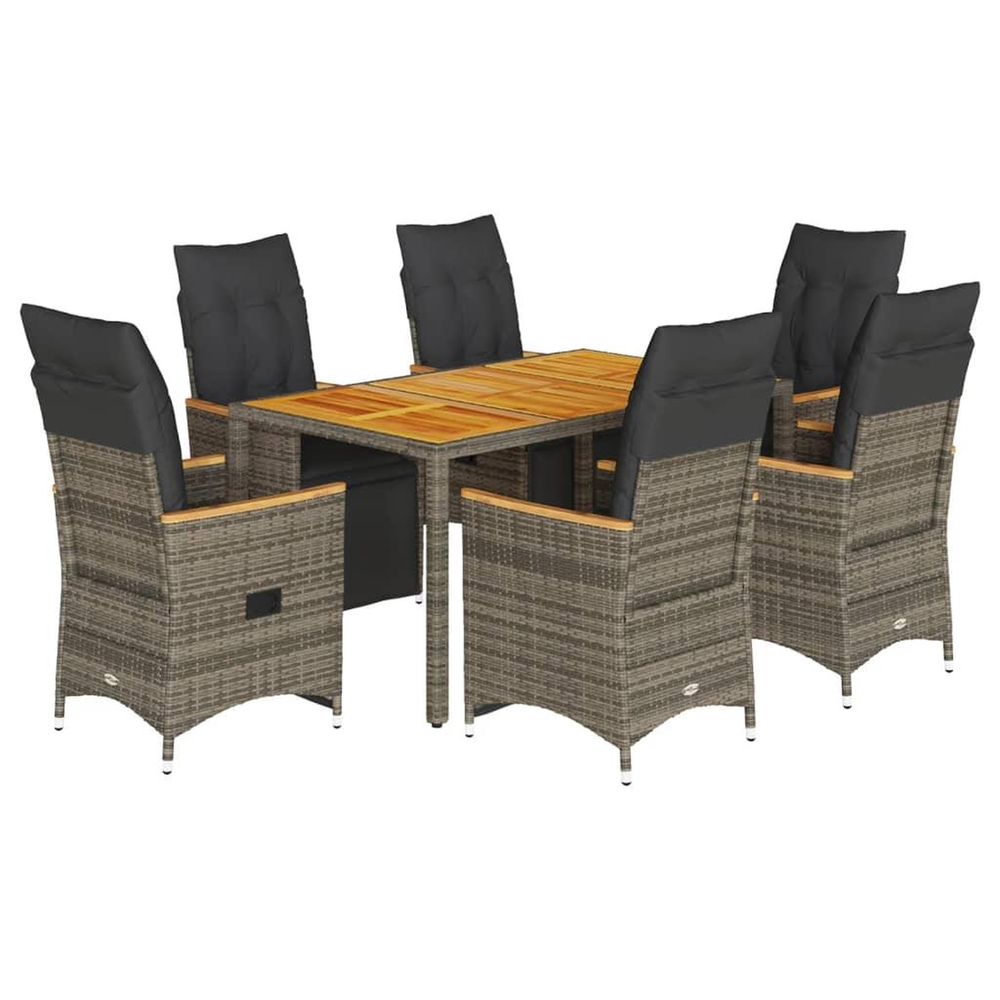 Voir la diapositive 2 : VIDAXL Ensemble de bistro de jardin 7 pcs coussins gris poly rotin