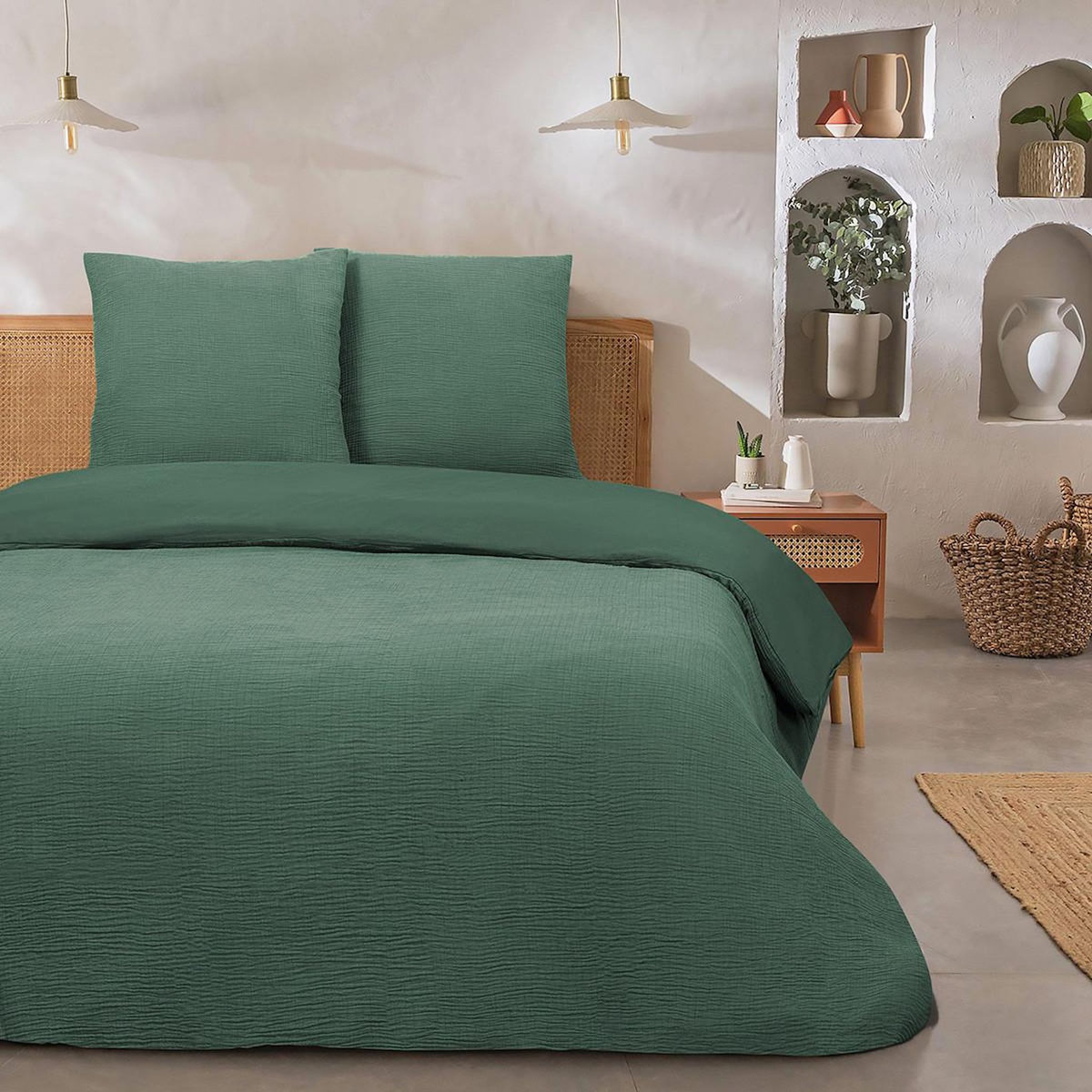 FUTURE HOME Parure de lit double en gaze de coton