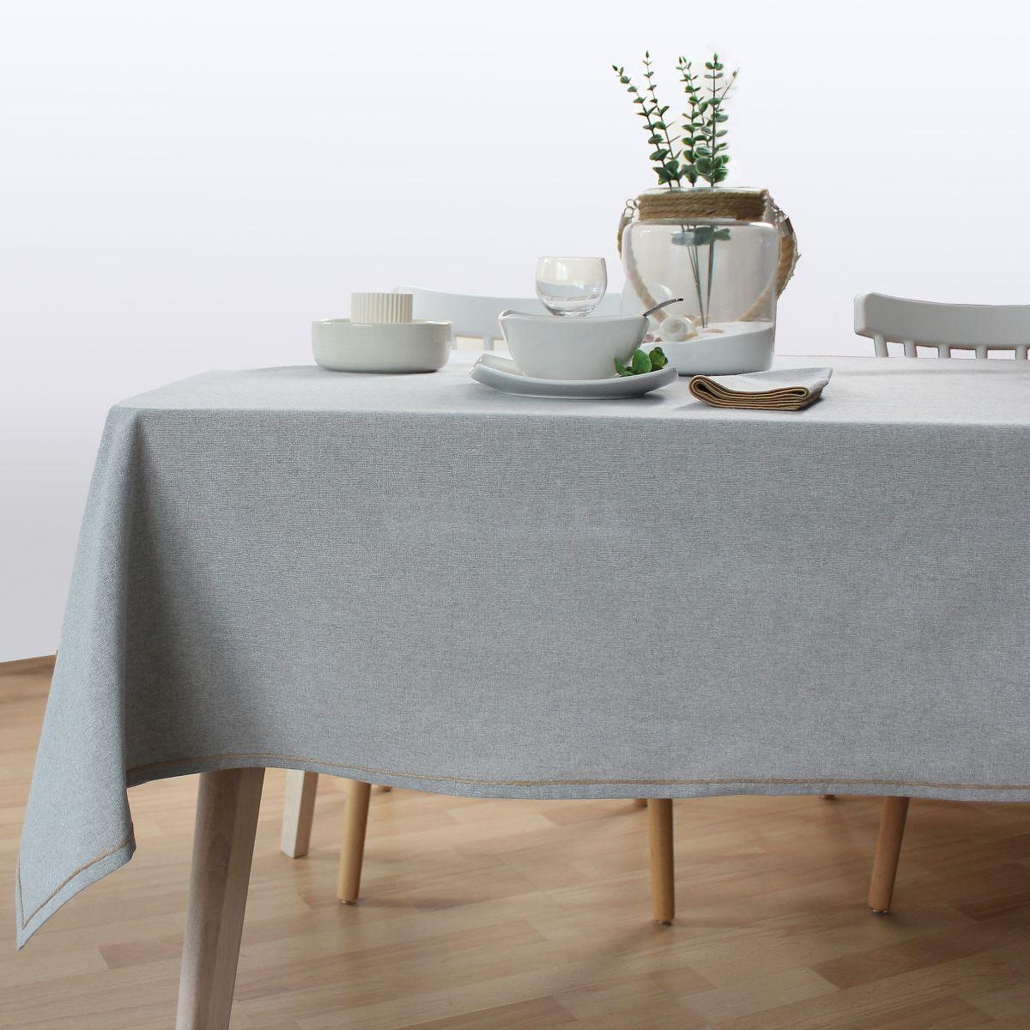 Voir la diapositive 2 : ENJOY HOME Nappe de table uni  lina  140x300cm gris