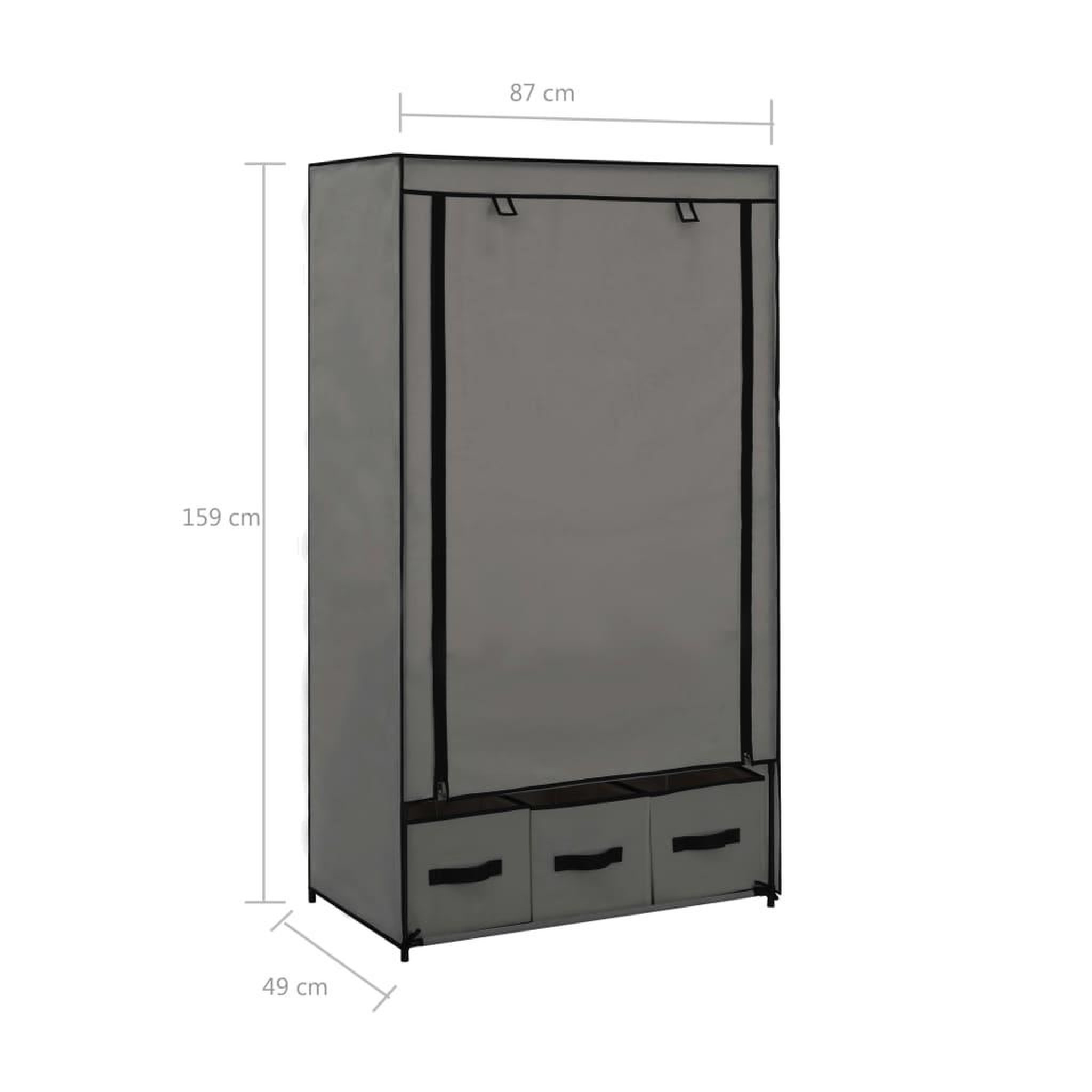 Voir la diapositive 6 : VIDAXL Garde-robe Gris 87 x 49 x 159 cm Tissu