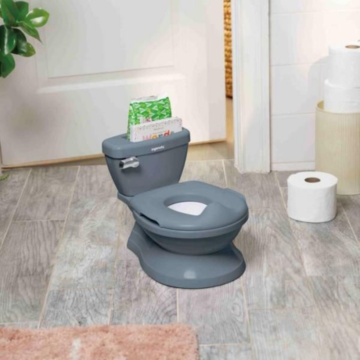 MARKET24 INGENUITY Mini Toilette enfant avec Réducteur de Toilette inclus, Chasse d'eau musicale et rangement lingette intégré Bleu