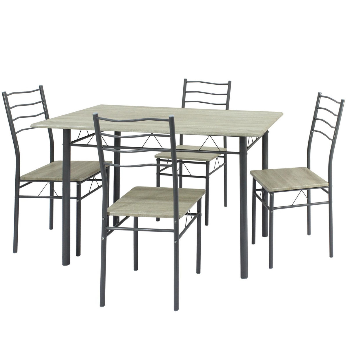 VS VENTA-STOCK Ensemble de Table et 4 chaises Lima pour Salle à Manger Chêne/Gris