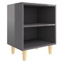 Voir la diapositive 2 : VIDAXL Table de chevet avec pieds en bois Gris brillant 40x30x50 cm