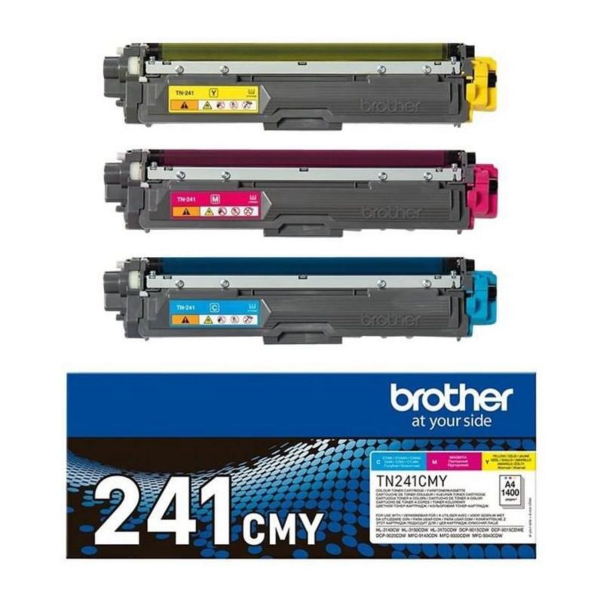 Brother Pack Toners TN241CMY-BROTHER-Cyan, Magenta, Jaune-3x1400 p.-DCP-9015, DCP-9020, HL-3140, HL-3150, HL-3170, MFC-9140, MFC-9330 et