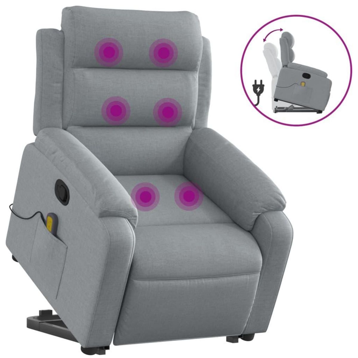 VIDAXL Fauteuil de massage inclinable Gris clair Tissu