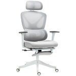 HOMCOM Chaise de bureau ergonomique inclinable support lombaires repose-pied blanc gris