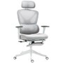 Voir la diapositive 1 : HOMCOM Chaise de bureau ergonomique inclinable support lombaires repose-pied blanc gris