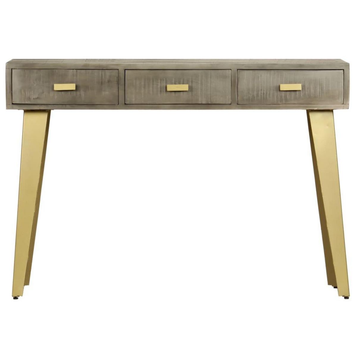 VIDAXL Table console Bois de manguier Gris avec laiton 110x35x76 cm