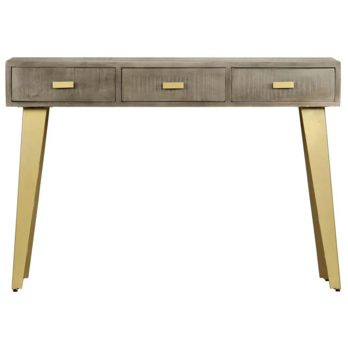 VIDAXL Table console Bois de manguier Gris avec laiton 110x35x76 cm