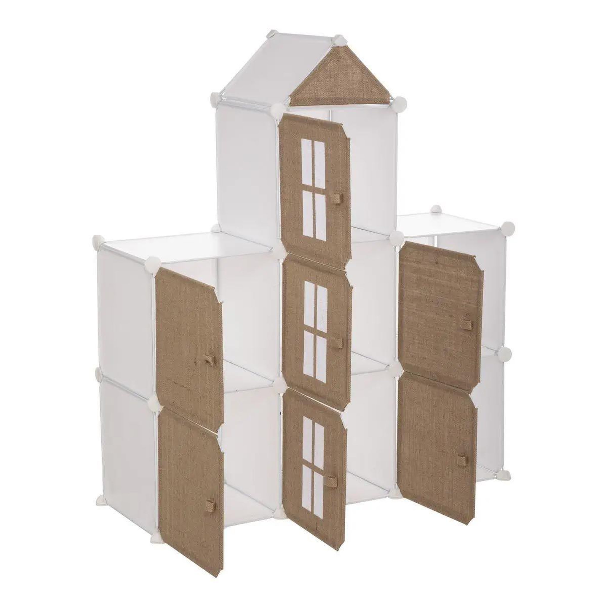 Voir la diapositive 2 : Atmosphera Kids Rangement enfant en jute  château  109cm beige