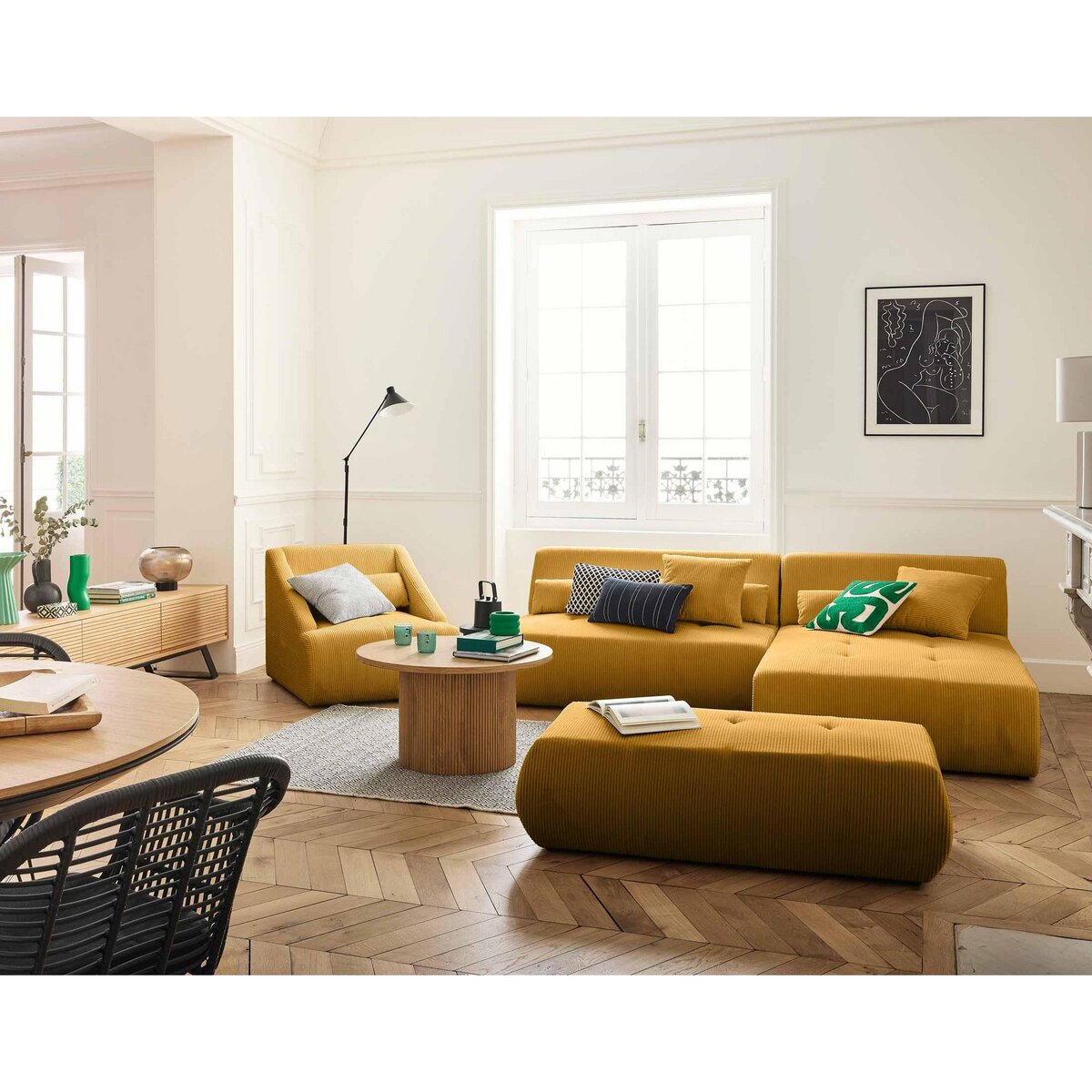 LISA DESIGN Onyx - canapé modulable d'angle réversible 4 places - en velours côtelé