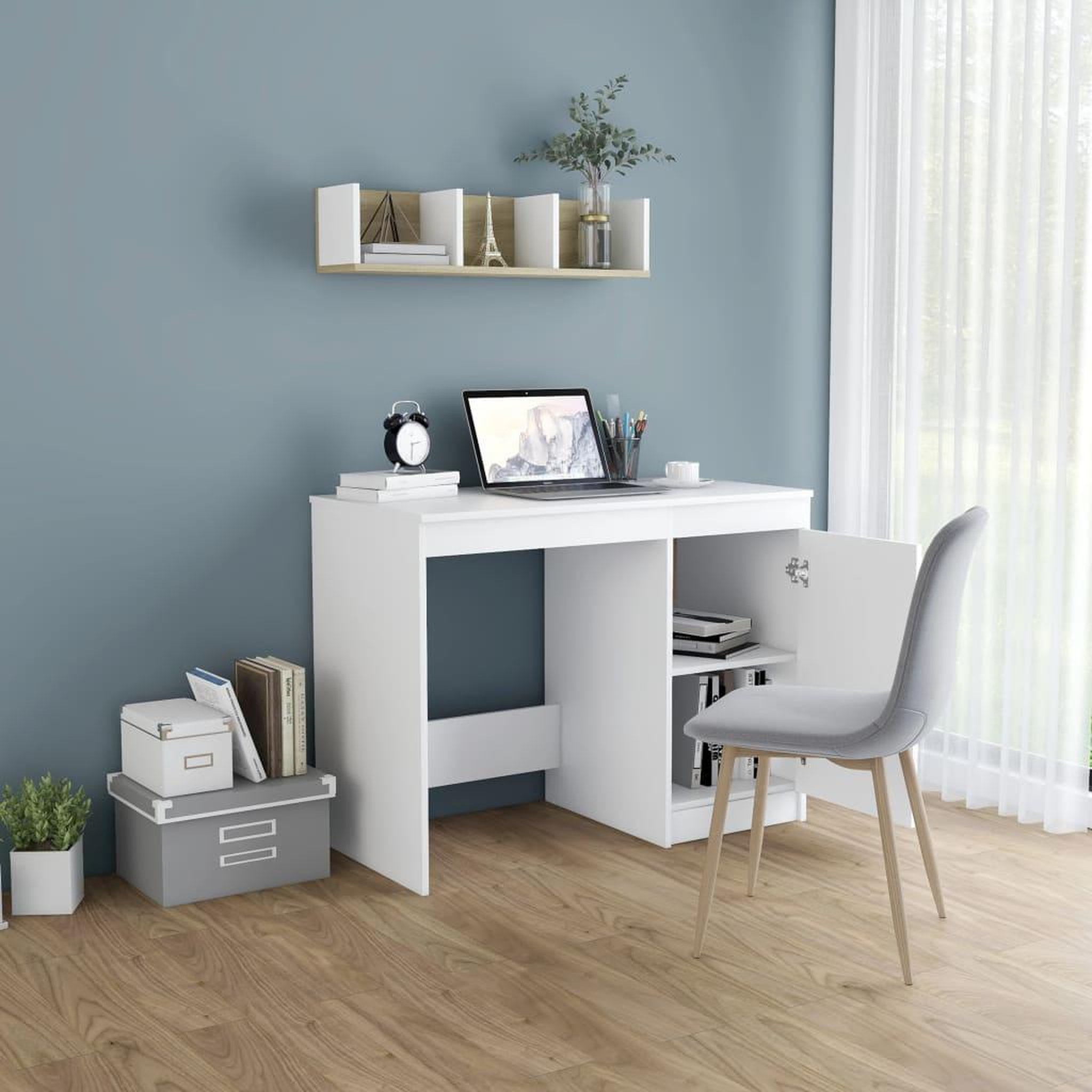 Voir la diapositive 3 : VIDAXL Bureau Blanc 100x50x76 cm Bois d'ingenierie
