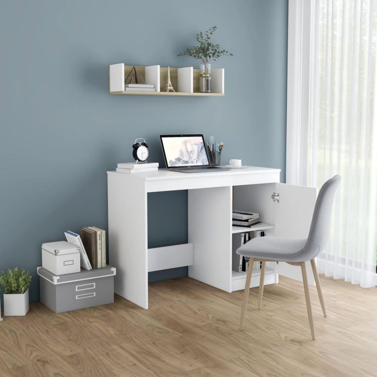 VIDAXL Bureau Blanc 100x50x76 cm Bois d'ingenierie