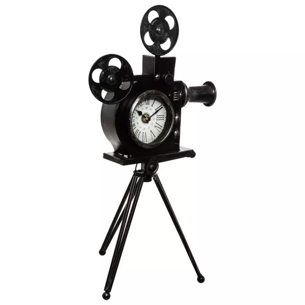ATMOSPHERA Pendule à Poser Design Métal  Camera  53cm Noir
