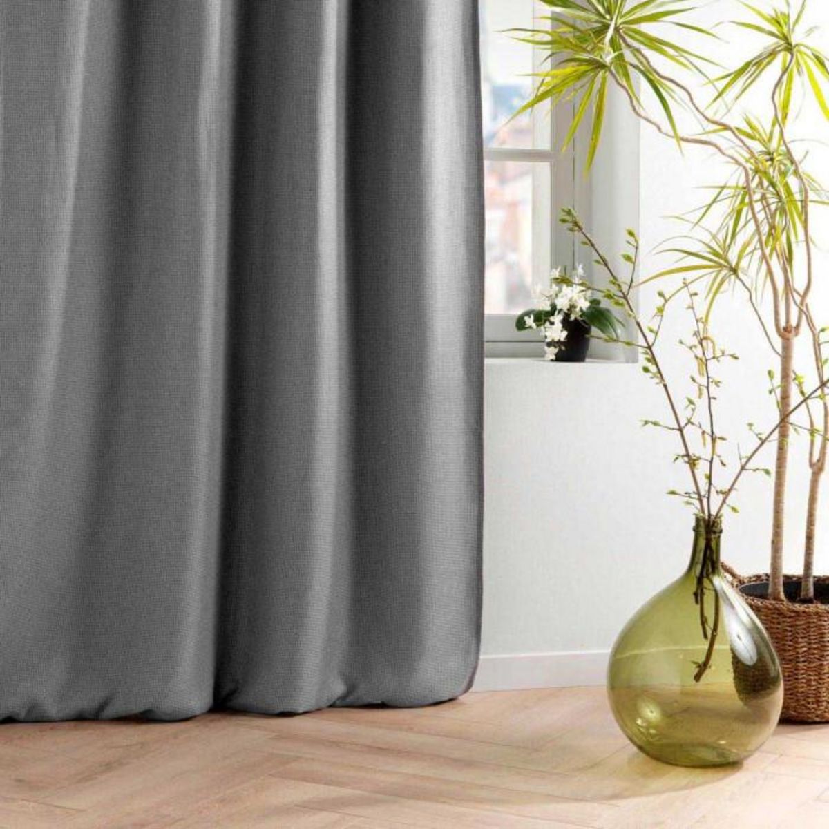 Paris Prix Rideau Occultant Jacquard  Blake  135x240cm Anthracite