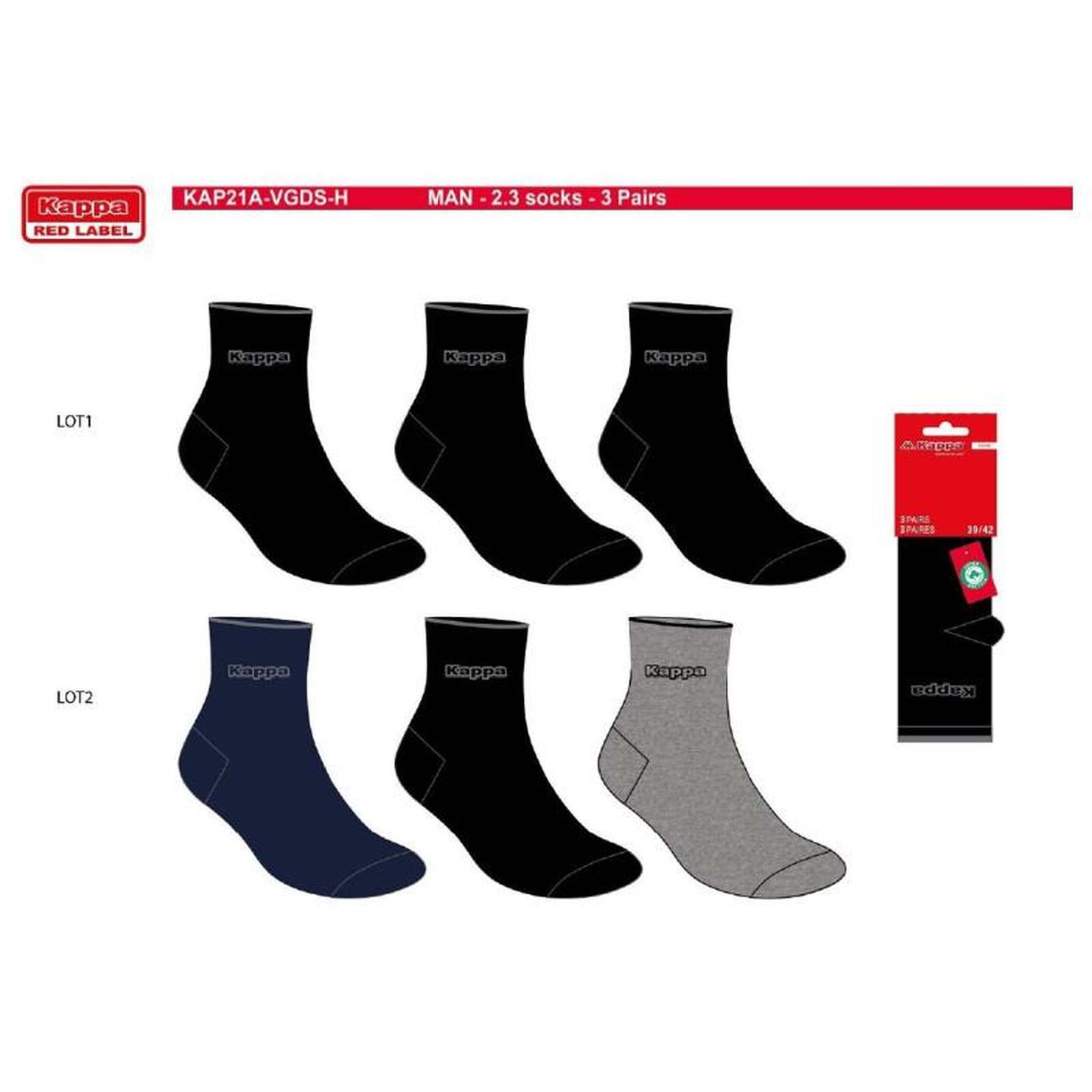 Voir la diapositive 4 : KAPPA Chaussettes Homme QUARTER KAPPA