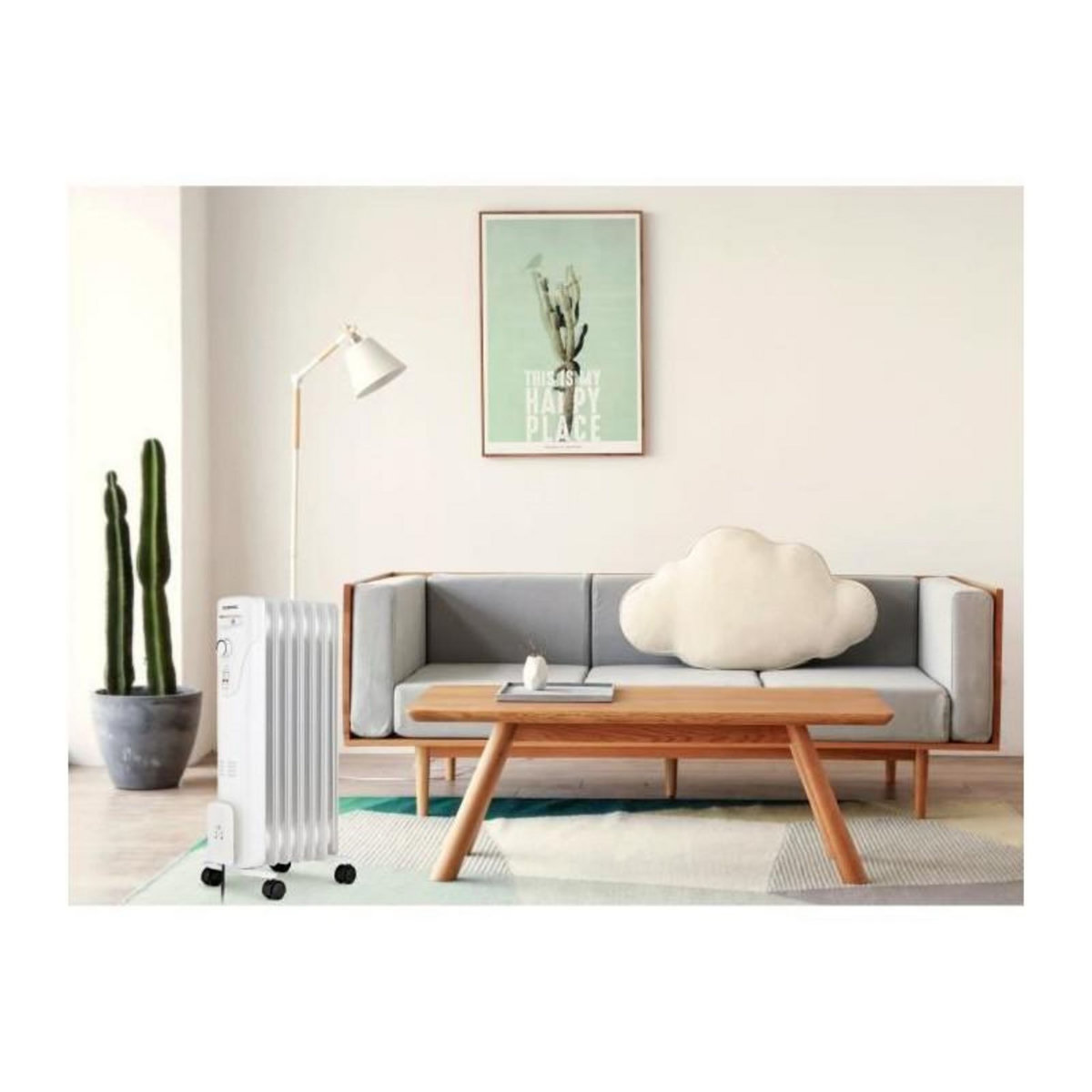 OCEANIC Radiateur électrique bain d'huile 1500W OCEANIC - 3 puissances - 7 éléments - Blanc - Mobile