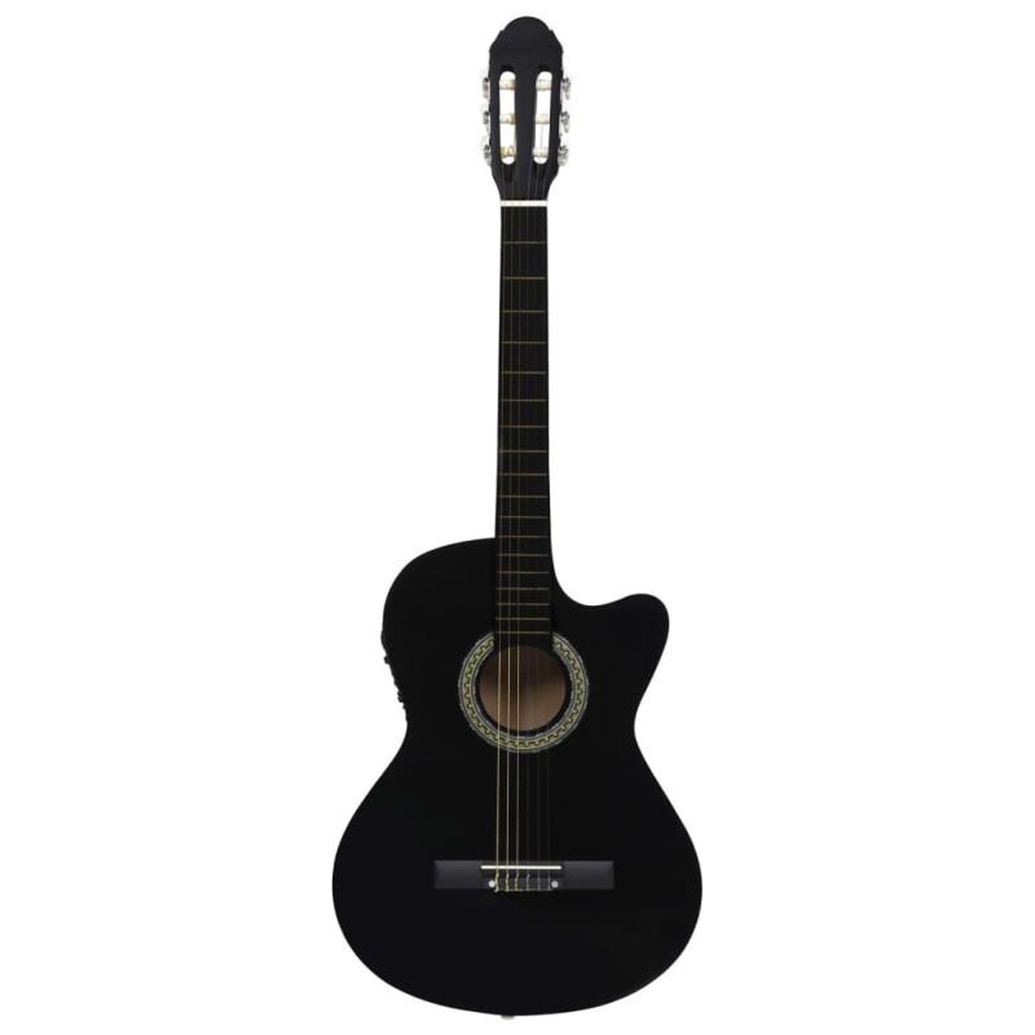 Voir la diapositive 2 : VIDAXL Guitare découpée classique occidentale égaliseur 6 cordes Noir