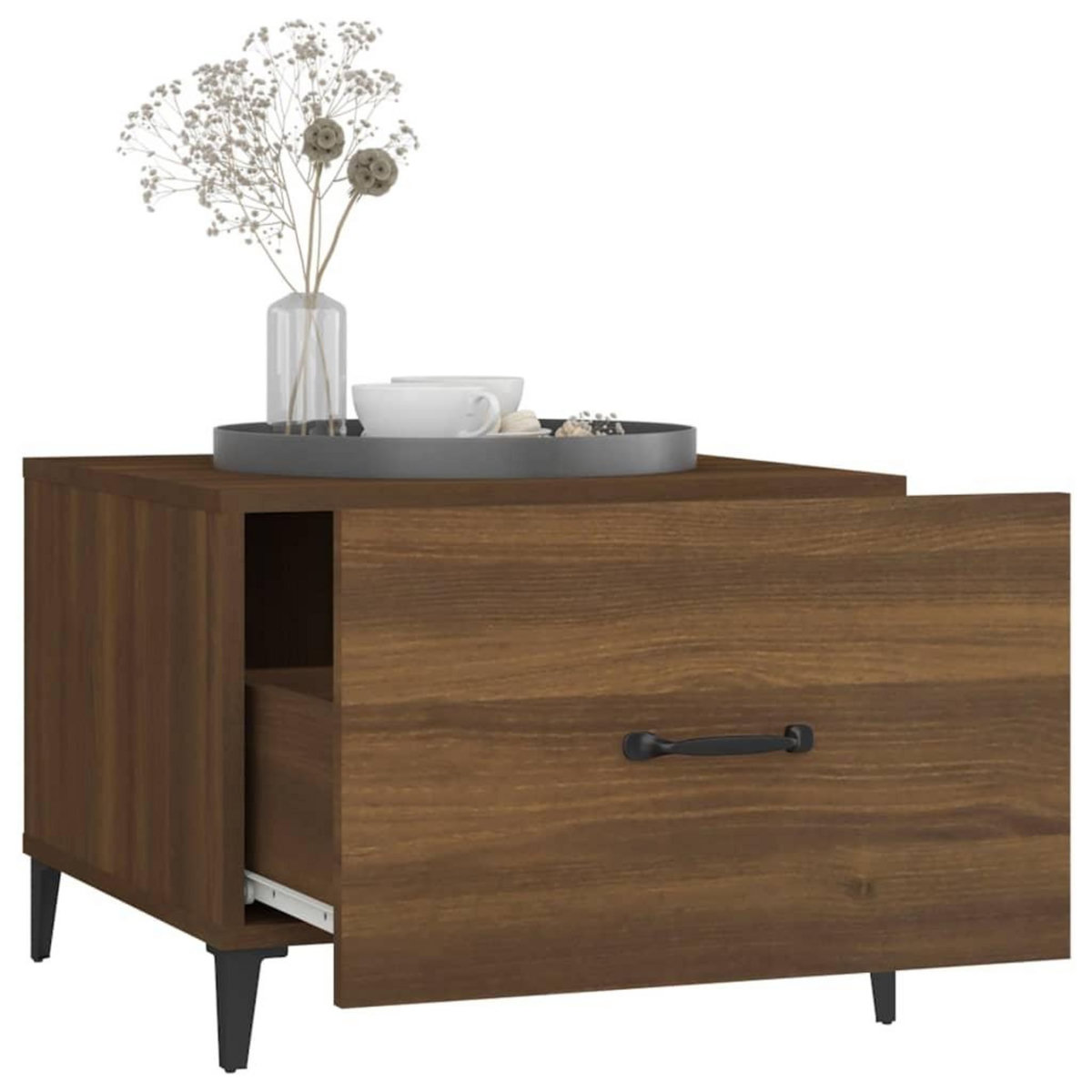 VIDAXL Tables basses avec pieds en metal 2 pcs Chene marron 50x50x40cm