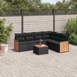 VIDAXL Salon de jardin 7 pcs avec coussins noir resine tressee