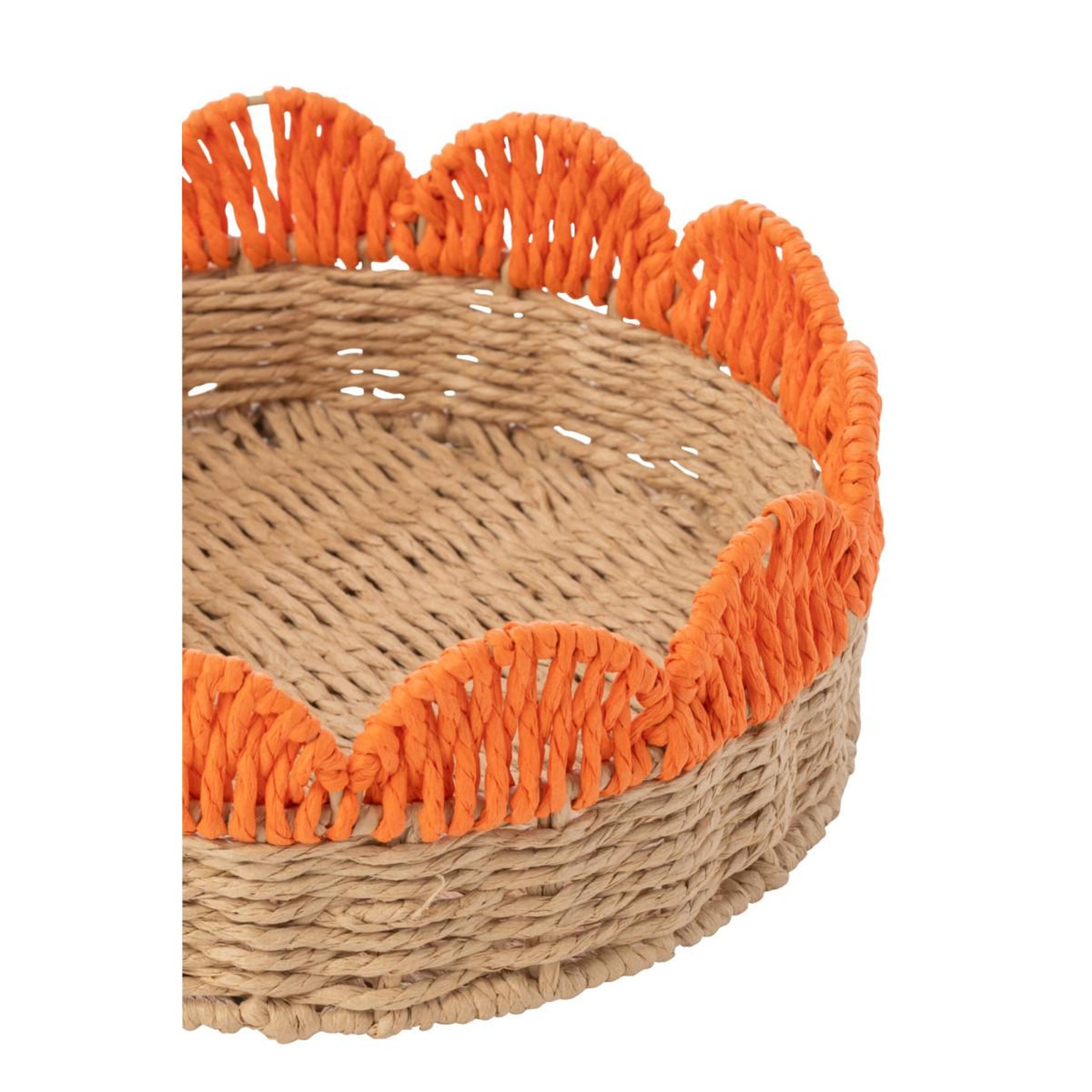 Voir la diapositive 4 : J-LINE Lot de 2 plateaux déco  feston  30cm naturel